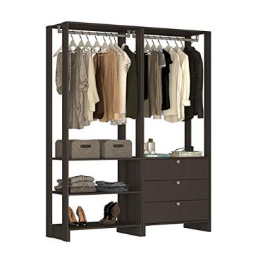 Imagem de Guarda Roupa Closet 03 Gavetas 03 Prateleiras Yes EY101.102 Grafite Nova Mobile