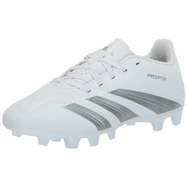 Imagem de adidas Tênis unissex 24 League Low Firm Ground, Branco/Prata Metálico/Branco, 12 Women/11 Men
