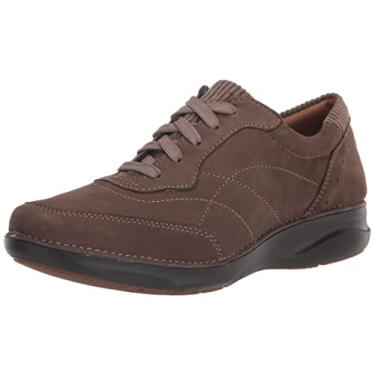 Imagem de Clarks Sapato Oxford feminino Appley Tie, Nobuck castanho-acinzentado, 37