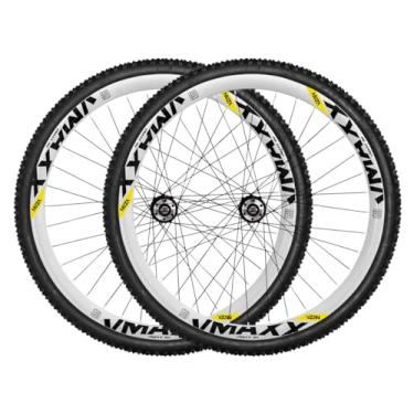 Imagem de Kit Bicicleta Aro 26 Par de Roda 26 Vzan Vmaxx Cubo Rosca Rolamentado Pneu Camara,Branco Preto