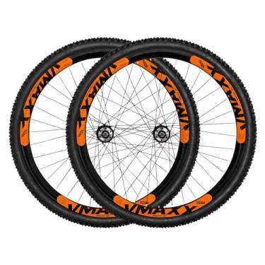 Imagem de Kit Bicicleta Aro 26 Par de Roda 26 Vzan Vmaxx Cubo Rosca Rolamentado Pneu Camara,Preto Laranja