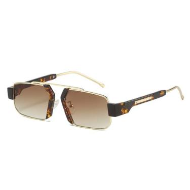 Imagem de Caixa de óculos de sol masculina Moda Metal Personalidade Mulheres Colorido Multi cor Tendência Viseira de sol UV400, Dourado Marrom, Tamanho único