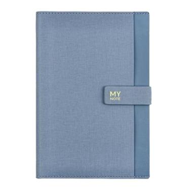 Imagem de Joucien Conjunto simplificado de caixa de caderno de couro executivo caderno de reunião de escritório - azul enevoado B5 - conjunto de caixa + caneta de assinatura