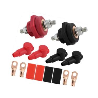 Imagem de Generic Conector de terminal de bateria genérico de 3/8 pol. através do painel Terminal de bateria Pino de instalação fácil Montagem Substituição para barco, Vermelho Preto