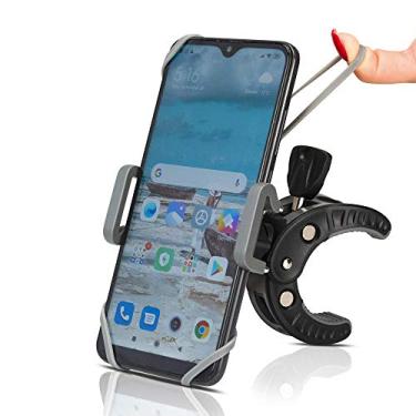 Imagem de Suporte de celular para carrinho de compras, suporte de telefone para carrinho de golfe, suporte de telefone para bicicleta, para motocicleta, scooter, ATV, barco, bicicleta giratória, guidão de bicicleta - universal - iPhone, braçadeira de celular