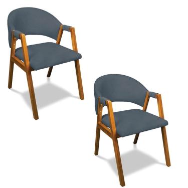 Imagem de Cadeira Sala de Jantar Em Madeira kit 2 Yara Suede D03 - D`Rossi