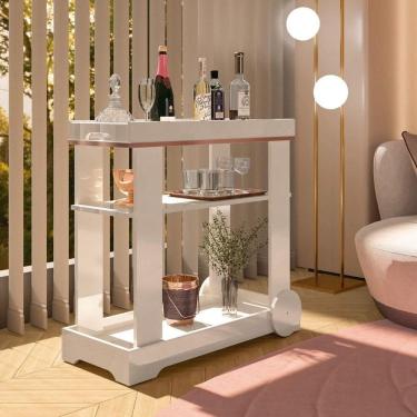 Imagem de Carrinho Bar Aparador Com Rodas Rosé Off White