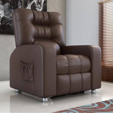 Imagem de Poltrona Reclinável Almofada Derby Sintetico Marrom