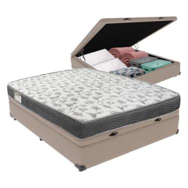 Imagem de Cama Box Baú Viúvo Bege e Colchão ISO 100 D33 Ortobom