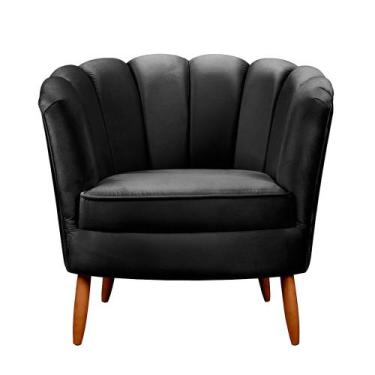 Imagem de Poltrona Ariel Petala Decorativa com Pés de Madeira Star Confort, Pret