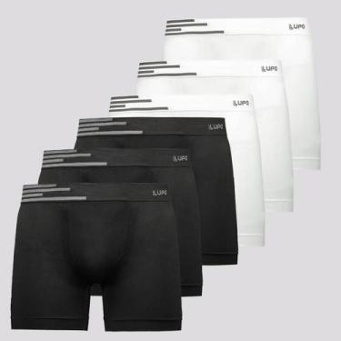 Imagem de Kit 6 Cuecas Boxer Lupo Microfibra Sem Costura Branca e Preta, GG