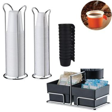 Imagem de Kit Porta Copos Descartável De Mesa Café Chá Água 50/80/200ml Suporte 