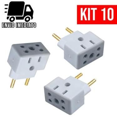 Imagem de Kit 10 Adaptador de Tomada BOB Esponja 10A e 20A - D&F