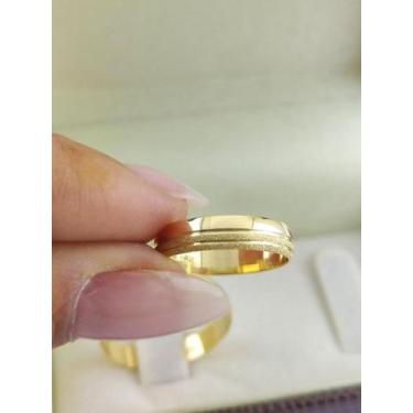 Imagem de Par alianças de ouro 18k 4mm quadradas - Sheju Joias