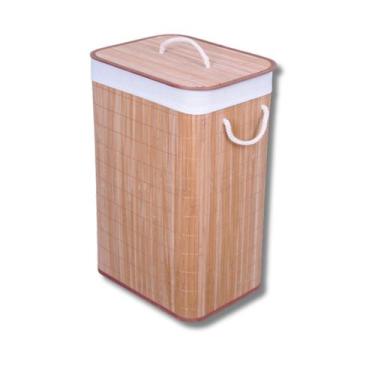 Imagem de Cesto Retangular Bambu Para Roupa 60cm Premium - MEK Jolitex