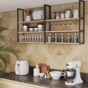 Imagem de Estante Industrial 80x20cm De Madeira Natural - Technox