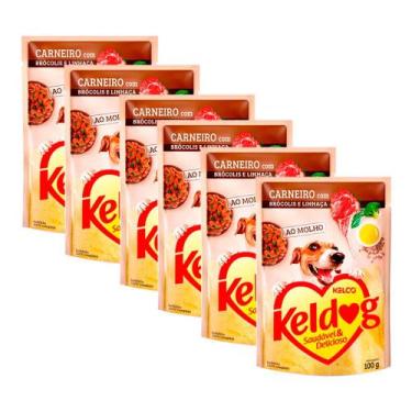 Imagem de Kit 6 Ração Úmida para Cachorro Keldog Cordeiro com Brócolis e Linhaça