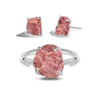 Imagem de Conjunto de Jaspe Rosa - Cristal Natural, Prata 925