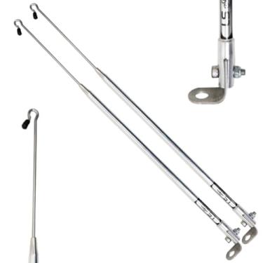 Imagem de Kit 2 Antena Corta Pipa Linha Anti Cerol Fio Retrovisor 2 Estágios Retrátil Moto Proteção Segurança Cromada