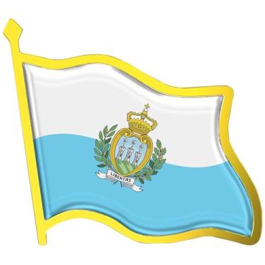 Imagem de Broche de lapela com bandeira de San Marino - Emblema nacional de metal esmaltado | Presentes de lembrança de viagem mundial para homens e mulheres | Broche patriótico com bandeira do país, pacote a