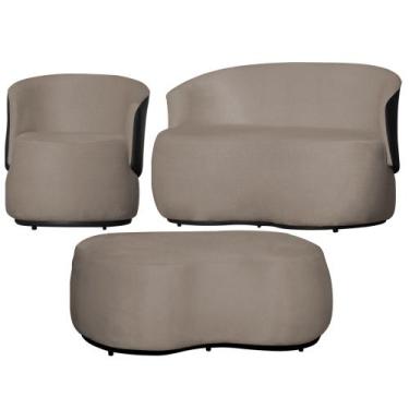 Imagem de Kit 1 Poltrona 1 Namoradeira e 1 Puff Grande Decorativo Estilo Orgânic