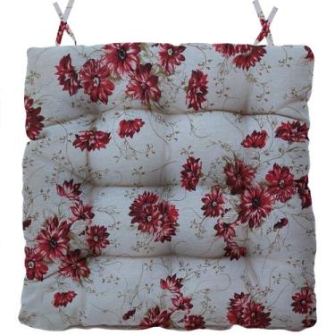 Imagem de Almofada Para Cadeira Futton Firenze 40x40cm Flores Vermelha - FASTLAR