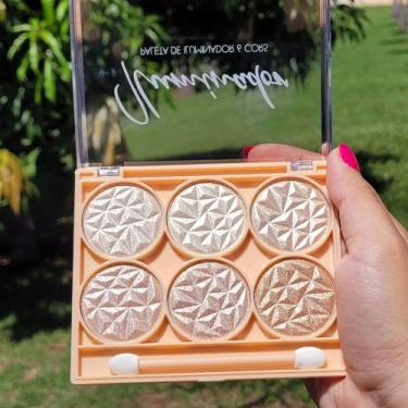 Imagem de Iluminador Maquiagem Paleta de 6 Cores Compacta Profissional Facial e 
