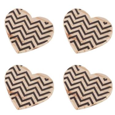 Imagem de Porta Copo Coração Madeira Pinus 4 Unidades - Maryland Decor, Listra