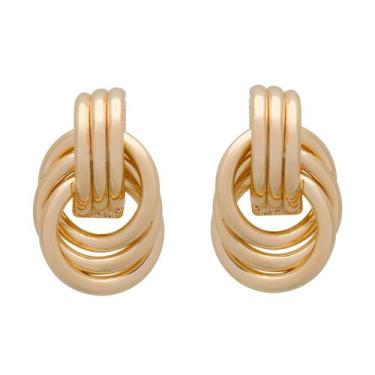 Imagem de Brinco Trio Argolas Entrelaçadas Banhado a Ouro 18K - Papillon Semi Jó
