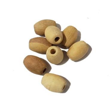 Imagem de Bolinha De Madeira Natural conta tipo Azeitona 20 mm - Argola, 50 UNID