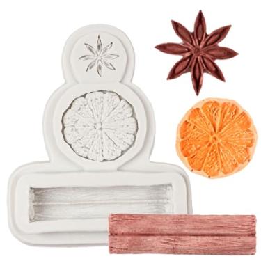 Imagem de FCKEMLDS Molde de silicone para especiarias de inverno, fatia de limão, anis estrelado, casca de tangerina, moldes de fondant para decoração de bolos, cobertura de cupcake de chocolate, pasta de goma