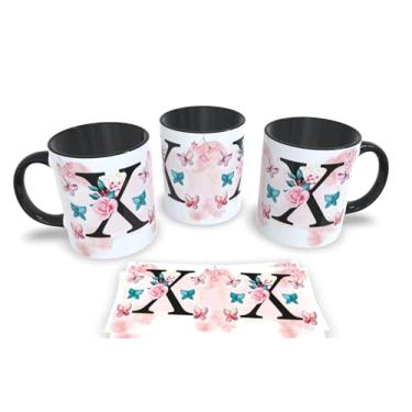 Imagem de Caneca Preta de Porcelana Personalizadas Alfabeto iniciais Nomes (X)