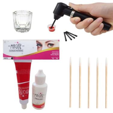 Imagem de Kit Tintura Sobrancelha Magike Emulsao 20ML Profissional Com Mixer Mis