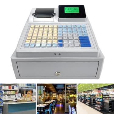 Imagem de Caixa registradora eletrônica versão em inglês (110V) - com gaveta de dinheiro, display LED, função de impressão de recibos, adequada para supermercados e lojas de varejo Máquina POS