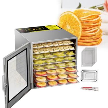 Imagem de KKSOUFX Desidratador de 8 bandejas para alimentos e carne seca, desidratador de aço inoxidável para frutas secas, com temporizador ajustável de 24 horas e controle de temperatura digital de 95-194 ℉