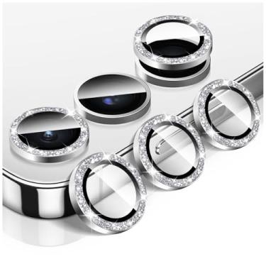 Imagem de LucBuy Protetor de lente de câmera Bling para Samsung Galaxy A05, adesivos de filme de cobertura de câmera de vidro temperado, protetor de tela de anel de metal individual de alinhamento automático