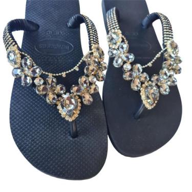 Imagem de Sandália Havaianas com Pedra Fumê, Preto, 39/40