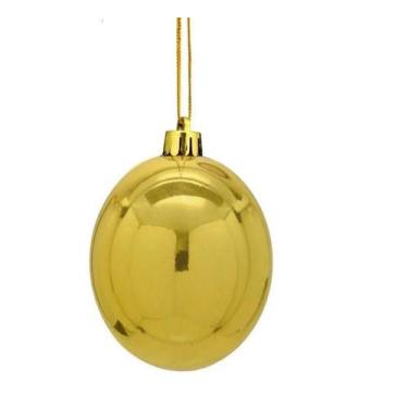 Imagem de Kit 5 Bolas De Natal Lisa Dourada 12cm brilhante Decoração - Callebaut
