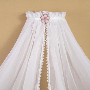 Imagem de Mosquiteiro de Voil com Dossel de Parede Flor Rosa Liso Novo - Amora C