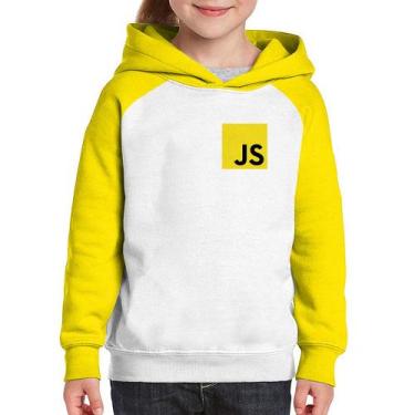Imagem de Moletom Infantil JavaScript - Foca na Moda, Branco, Amarelo, 12