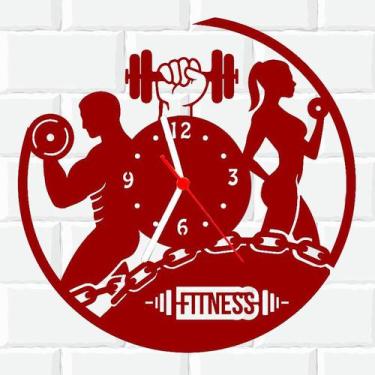 Imagem de Relógio De Madeira MDF Parede Fitness Academia Saudavel 2 V - 3D Fanta