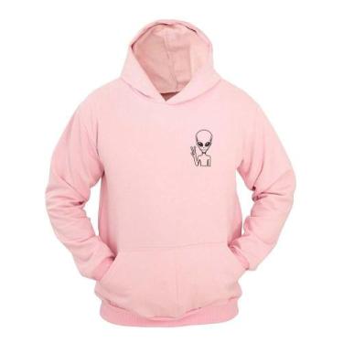 Imagem de Moletom Masculino Canguru Paz e Amor com Capuz Moderno - Ragor, Rosa, 