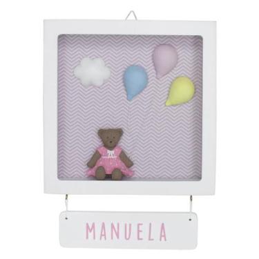 Imagem de Porta Maternidade Quadro Acrílico Ursinha com Bexiga Quarto Bebê Infan