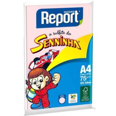 Imagem de Papel Sulfite Senninha A4 210x297mm 75g/M² Com 100 Folhas Rosa Report