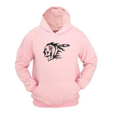 Imagem de Moletom Masculino Canguru Índio com Capuz Confortável - Ragor, Rosa, P