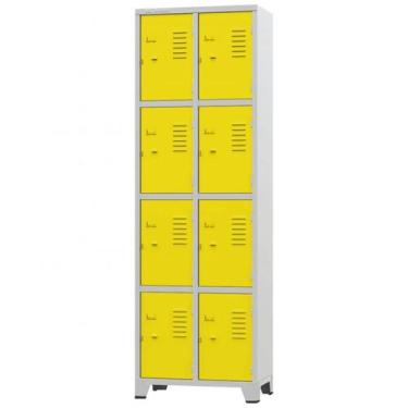 Imagem de Roupeiro de Aço 8 Portas Cinza com Amarelo 1,96 X 0,93 X 0,36 - ULTRA 