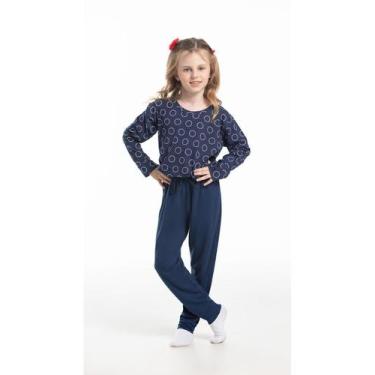 Imagem de Conjunto Pijama Malha Infantil - Cor De Cacau, 02, Círculos azul marin