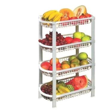 Imagem de Fruteira De Chão Organizador De Plástico Multiuso 4 Cestos - São Berna