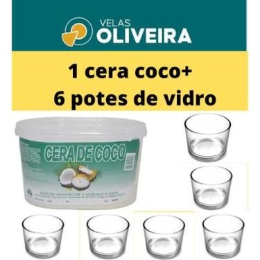 Imagem de Cera De Coco Vegetal Para Velas Artesanais 1,5Kg + 6 Pote de vidro 150