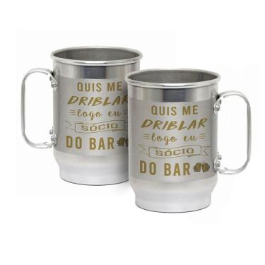 Imagem de Caneca Alumínio c/ Faixa Fosca 600ML Sócio do Bar
